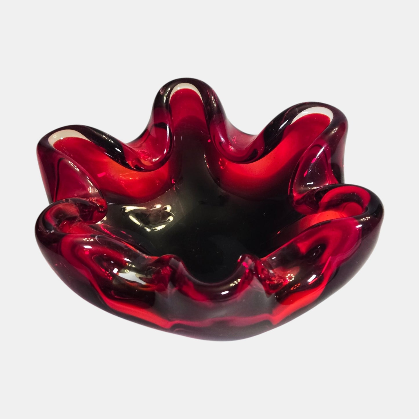 Murano Vintage Glass Bowl Style Well - Ruby Red