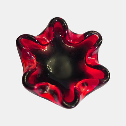 Murano Vintage Glass Bowl Style Well - Ruby Red