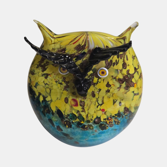 Murano Formia Vetri Di Owl Figurine Vibrant Striking - Multi