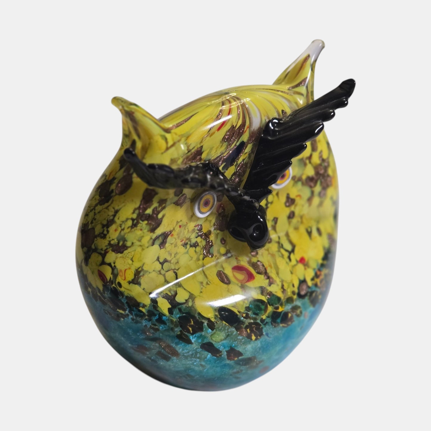 Murano Formia Vetri Di Owl Figurine Vibrant Striking - Multi