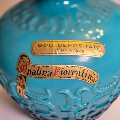 Opalina Empoli Fiorentina Blue Glass Jug/Vase Elegant Opaline - Turquoise