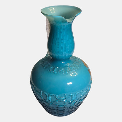 Opalina Empoli Fiorentina Blue Glass Jug/Vase Elegant Opaline - Turquoise