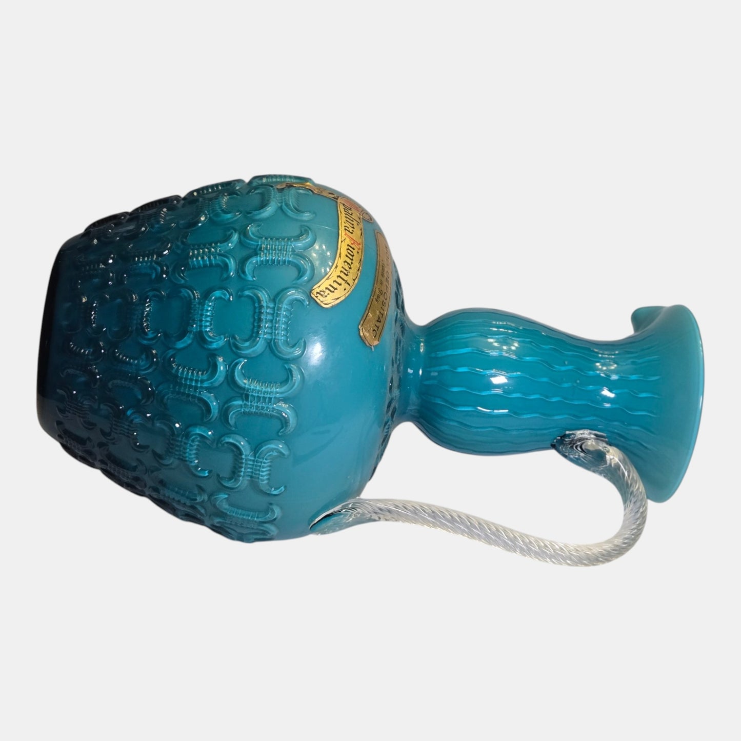 Opalina Empoli Fiorentina Blue Glass Jug/Vase Elegant Opaline - Turquoise