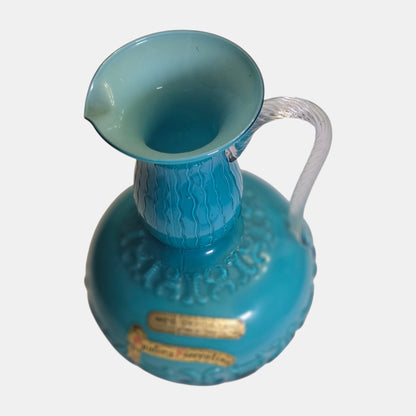 Opalina Empoli Fiorentina Blue Glass Jug/Vase Elegant Opaline - Turquoise