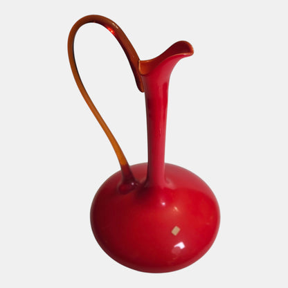 Empoli Red Italian Glass Jug Body Striking - Red