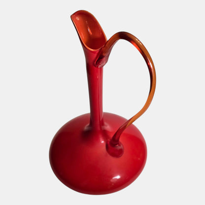 Empoli Red Italian Glass Jug Body Striking - Red