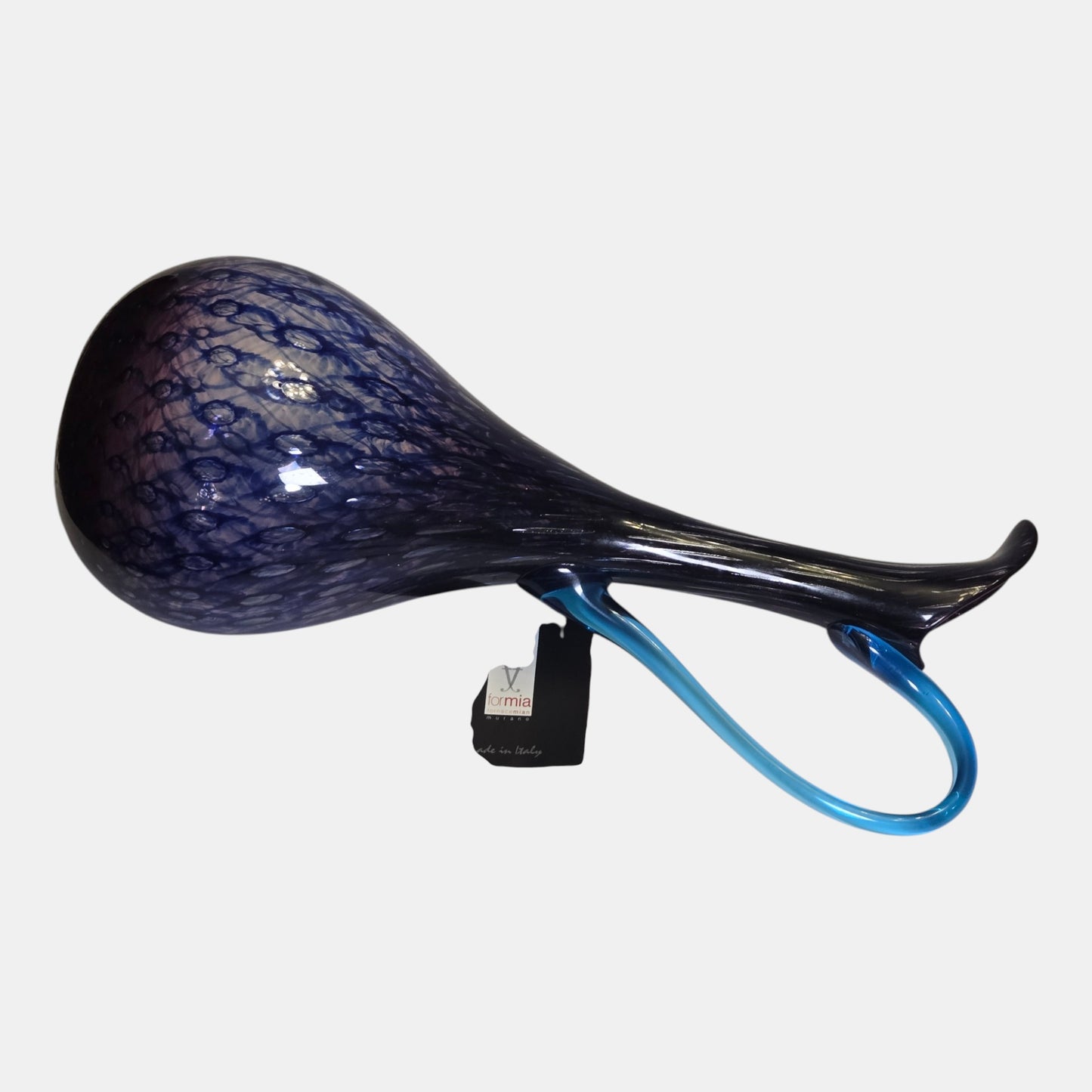 Murano Formia Cobalt Blue Glass Ewer Elegant Body - Cobalt Blue