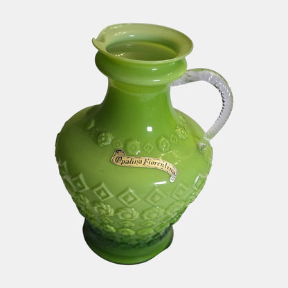 Empoli Opaline Florintina Green Jug Pitcher Opalina Fiorentina - Lime Green