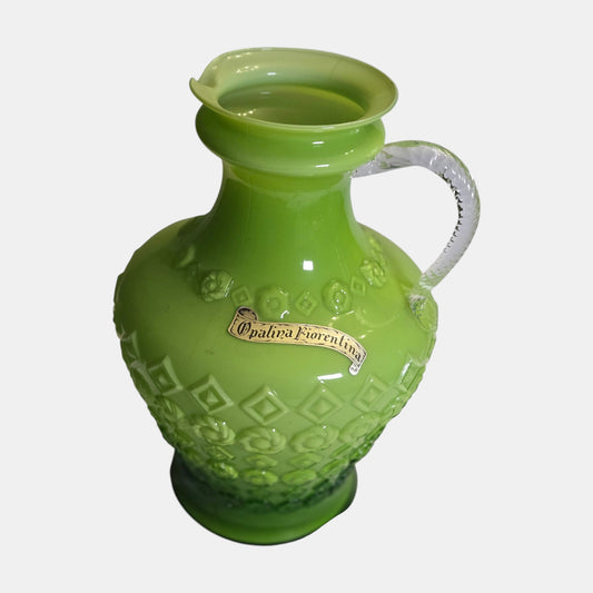 Empoli Opaline Florintina Green Jug Pitcher Opalina Fiorentina - Lime Green