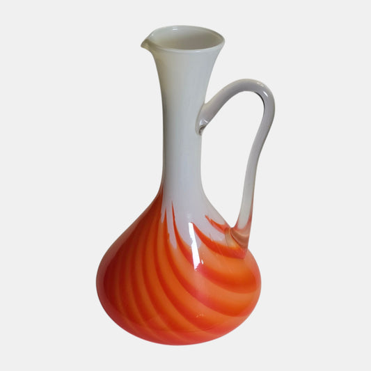 Opalina Empoli Fiorentina Orange and White Vase/Jug - Orange/white
