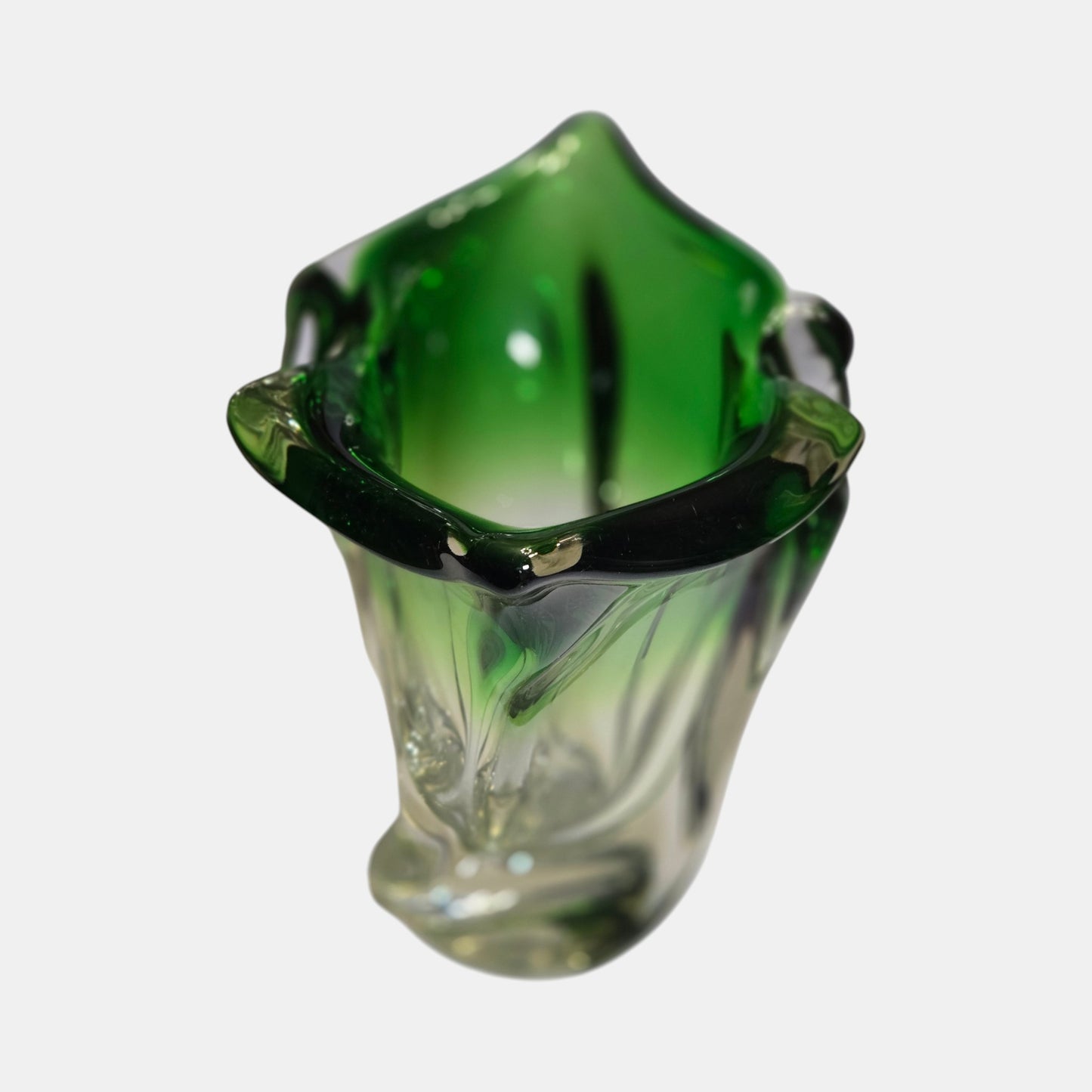 Murano Emerald Green Vintage Vase - Green