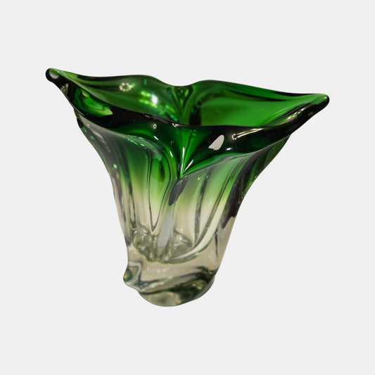 Murano Emerald Green Vintage Vase - Green