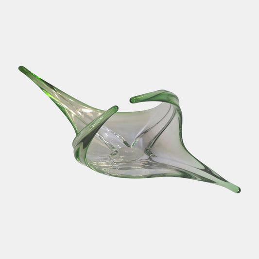 Murano Sommerso Vintage Green Glass Centrepiece Bowl - Uranium Green