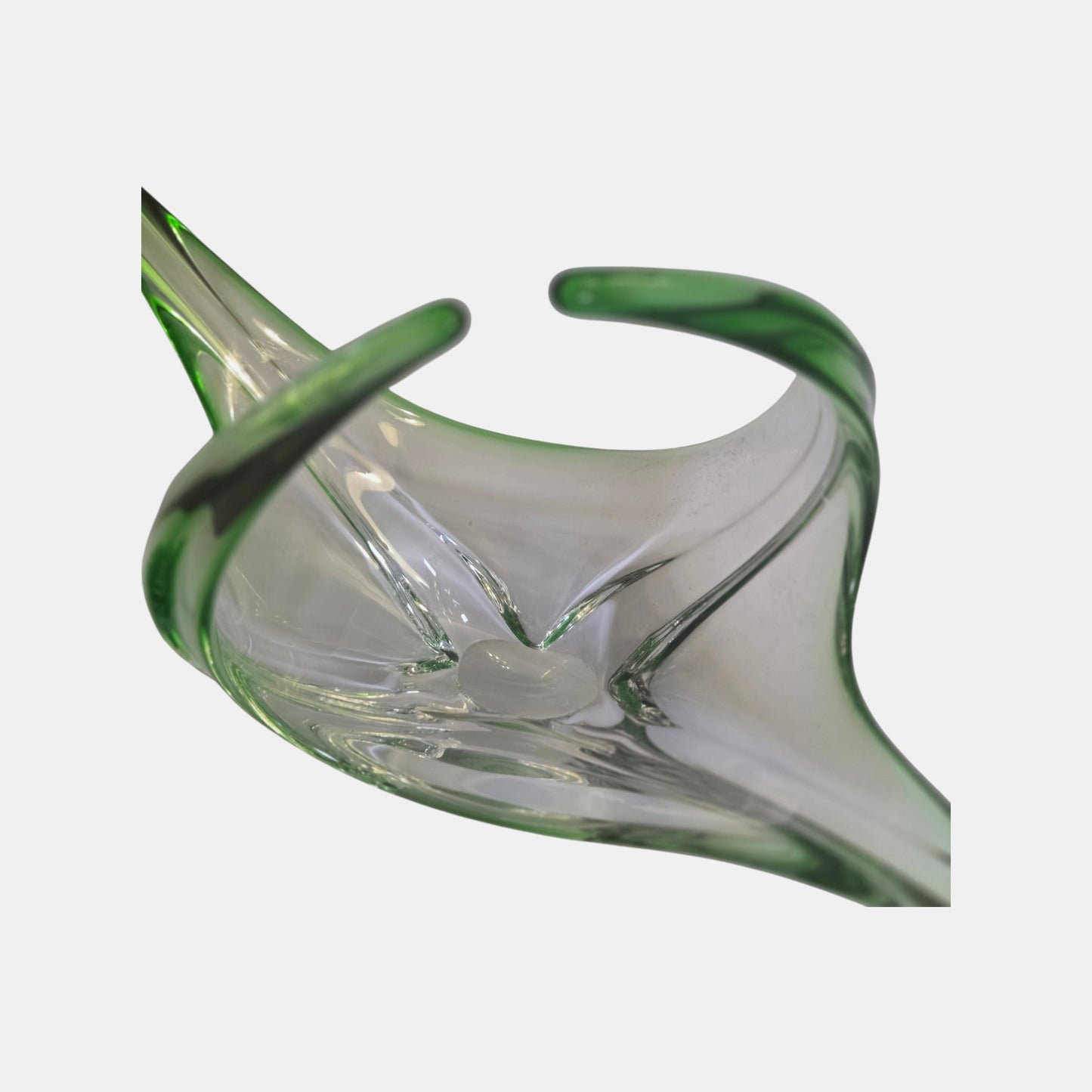 Murano Sommerso Vintage Green Glass Centrepiece Bowl - Uranium Green
