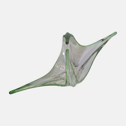 Murano Sommerso Vintage Green Glass Centrepiece Bowl - Uranium Green