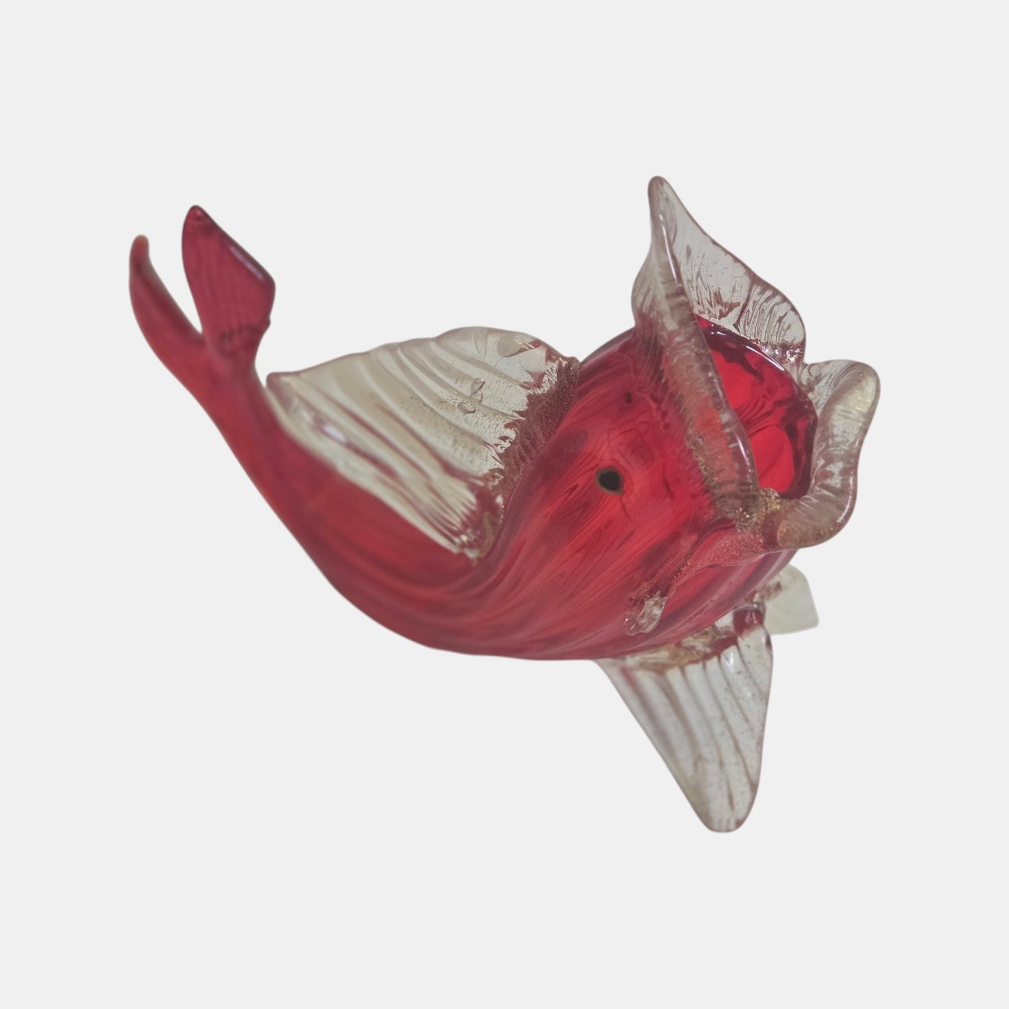 Murano Vintage Red Glass Fish Vase - Ruby Red