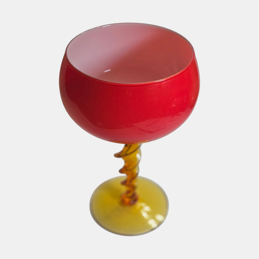 Empoli Red and Amber Goblet Vase - Red/Amber