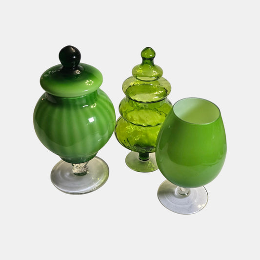 Empoli Trio Glass Jars/Vase - Green