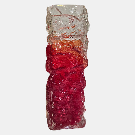 Riihiman Lasi Vintage Red and Clear Glass Vase - Red/Clear