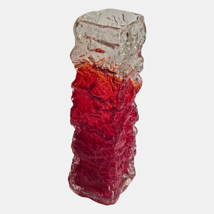 Riihiman Lasi Vintage Red and Clear Glass Vase - Red/Clear