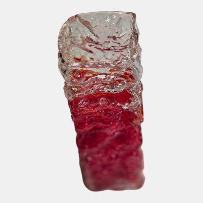 Riihiman Lasi Vintage Red and Clear Glass Vase - Red/Clear