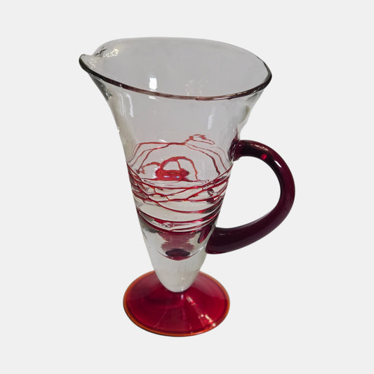 Kosta Boda Glass Jug Red and Clear - Red/Clear
