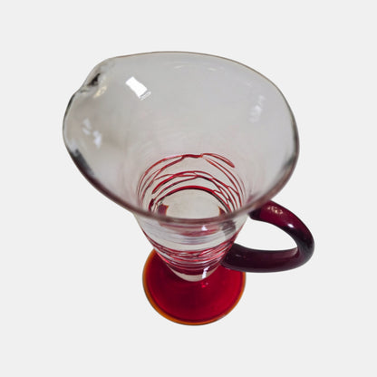 Kosta Boda Glass Jug Red and Clear - Red/Clear