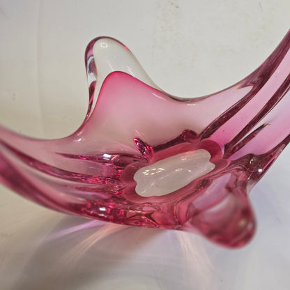 Val Saint Lambert Vintage Cranberry Pink Centrepiece Vase - Pink