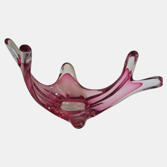 Val Saint Lambert Vintage Cranberry Pink Centrepiece Vase - Pink