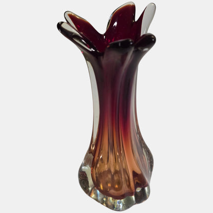 Murano Vintage Ruby Red Glass Vase - Cranberry/Red