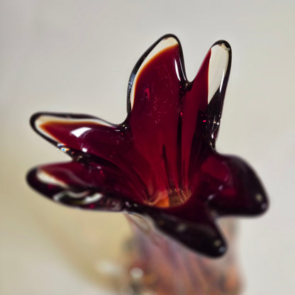 Murano Vintage Ruby Red Glass Vase - Cranberry/Red