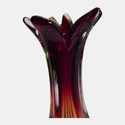 Murano Vintage Ruby Red Glass Vase - Cranberry/Red