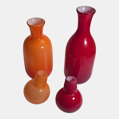 Scandinavian Retro Red and Orange Bottle With Stoppers - Oragne/Red
