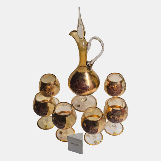 Murano V Nason & C Decanter Set With Six Glasses - Gold