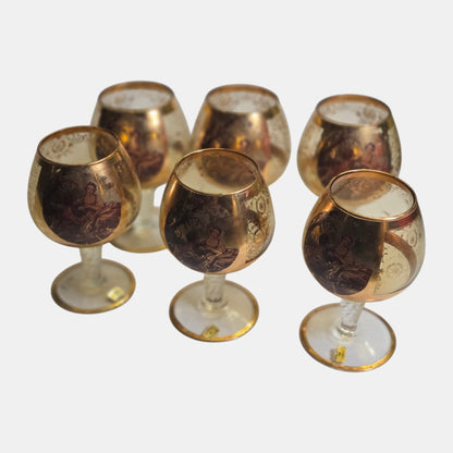Murano V Nason & C Decanter Set With Six Glasses - Gold