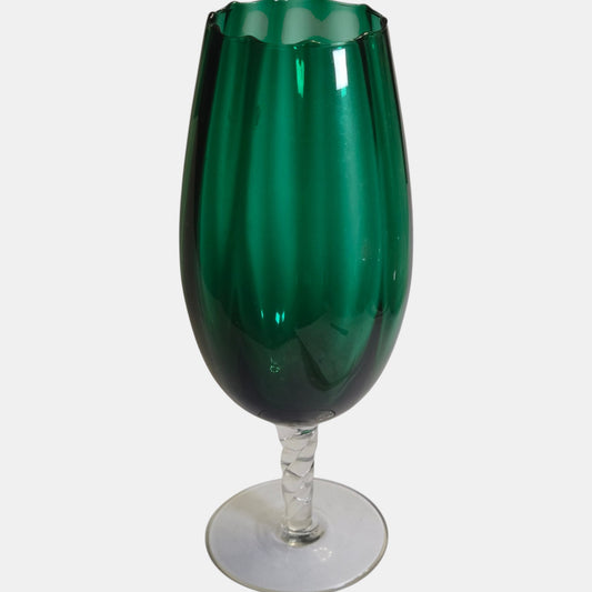 Empoli Glass Green Goblet Vase - Green