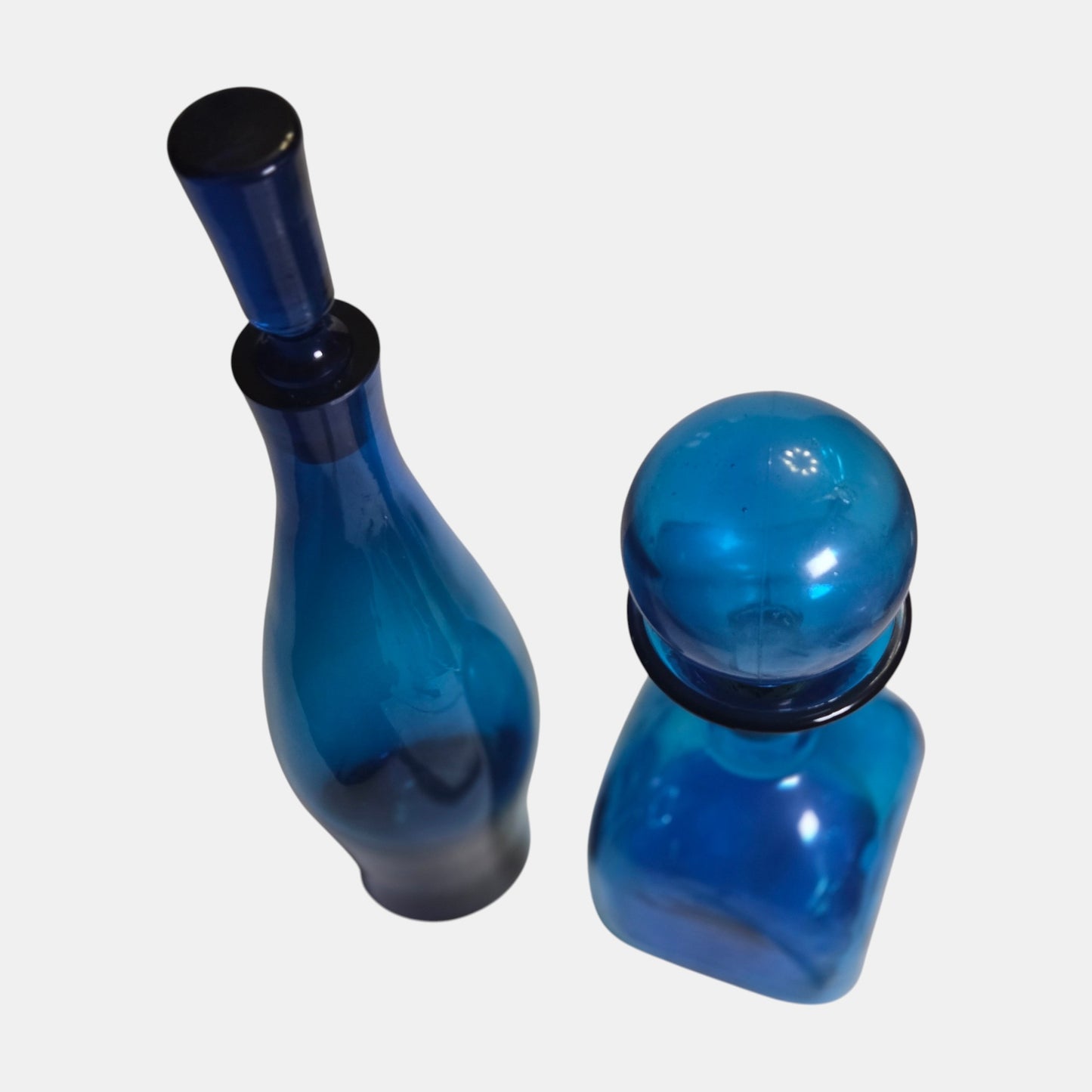 Empoli Pair Of Blue Decanter Bottles - Blue