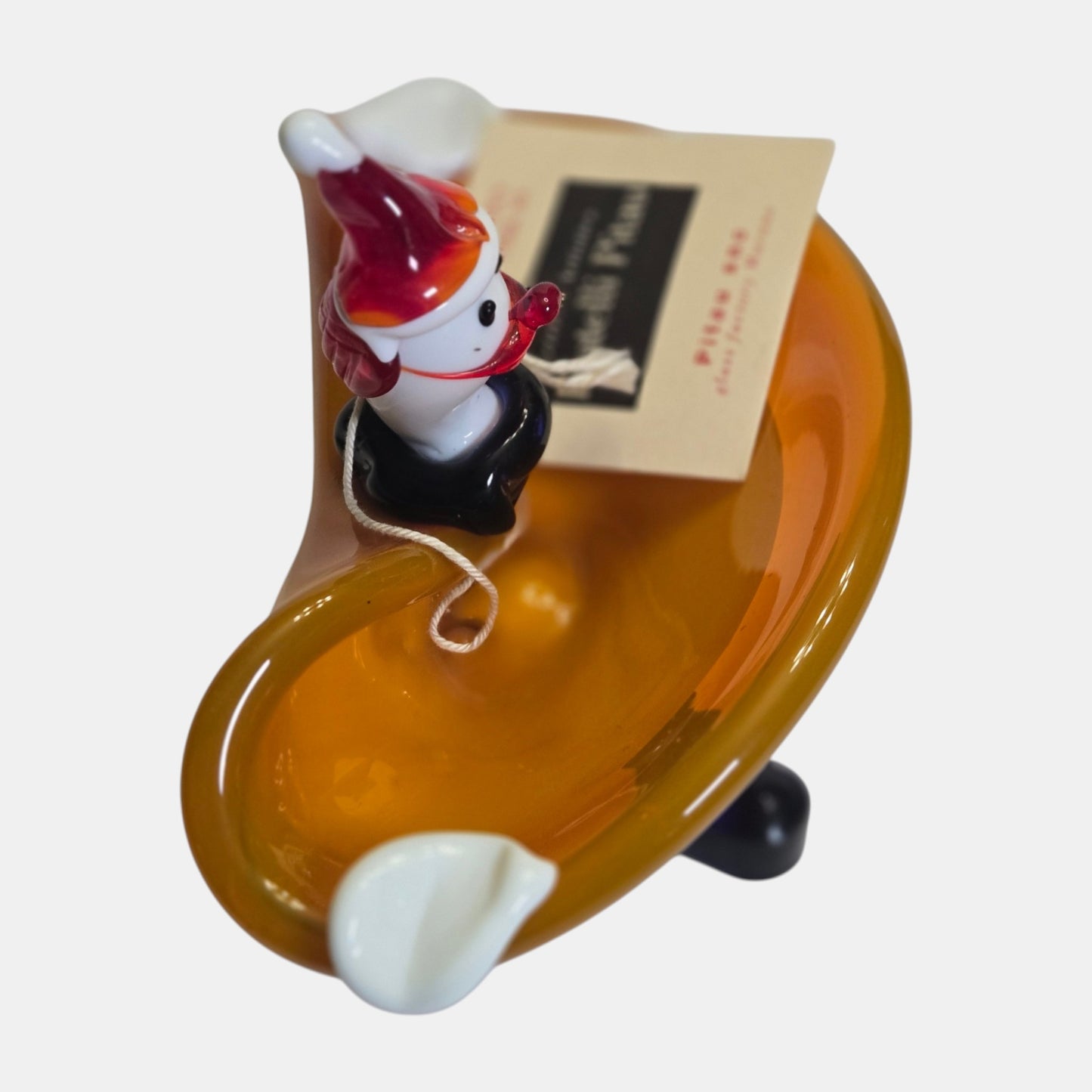 Murano Fratelli Pitau Vintage Clown Dish - Orange/Amber