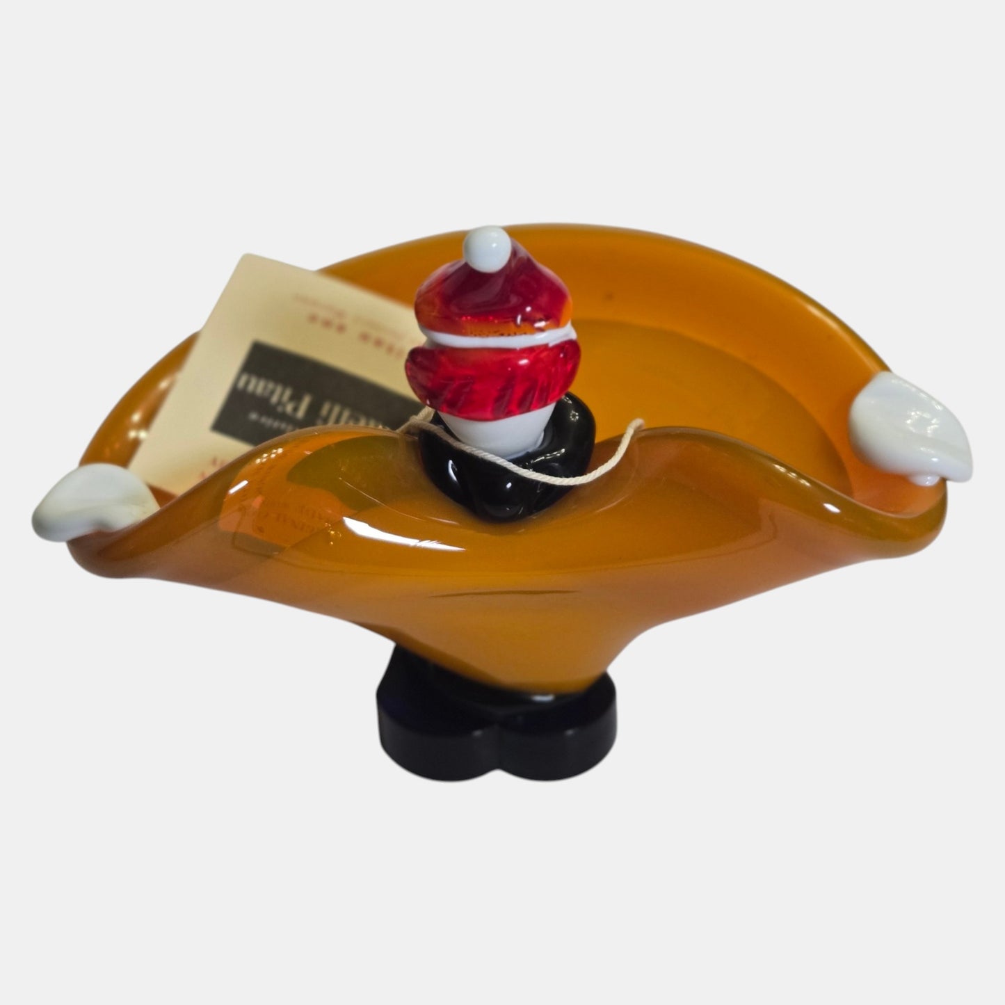 Murano Fratelli Pitau Vintage Clown Dish - Orange/Amber