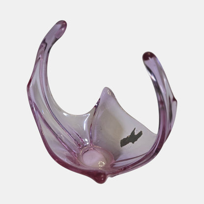 Vintage Pink/Violet Glass Vase Centrepiece Bowl - Pink/Violet