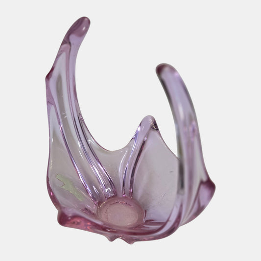 Vintage Pink/Violet Glass Vase Centrepiece Bowl - Pink/Violet