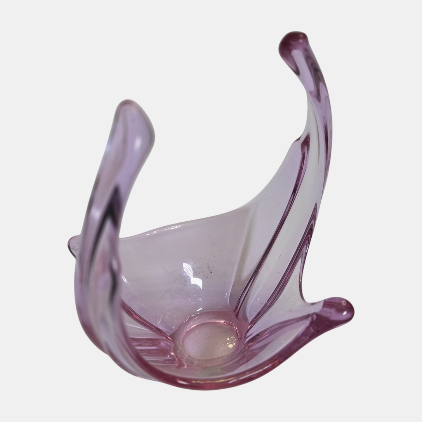 Vintage Pink/Violet Glass Vase Centrepiece Bowl - Pink/Violet