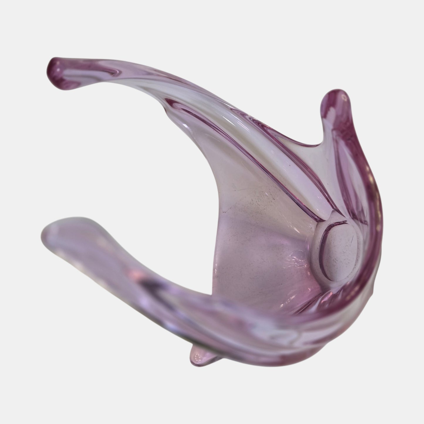 Vintage Pink/Violet Glass Vase Centrepiece Bowl - Pink/Violet