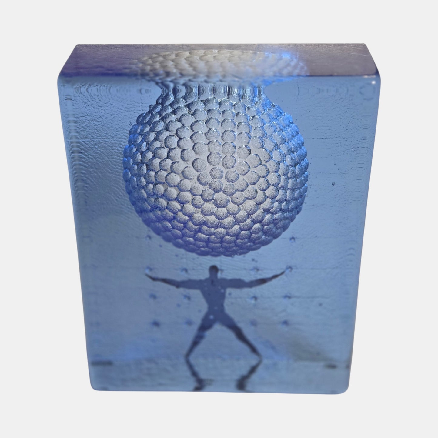 Kosta Boda Bertil Vallien Spirt Glass Block Sculpture - Blue