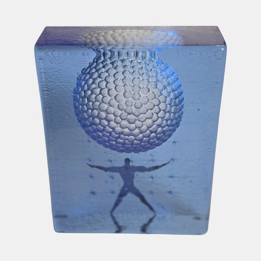 Kosta Boda Bertil Vallien Spirt Glass Block Sculpture - Blue