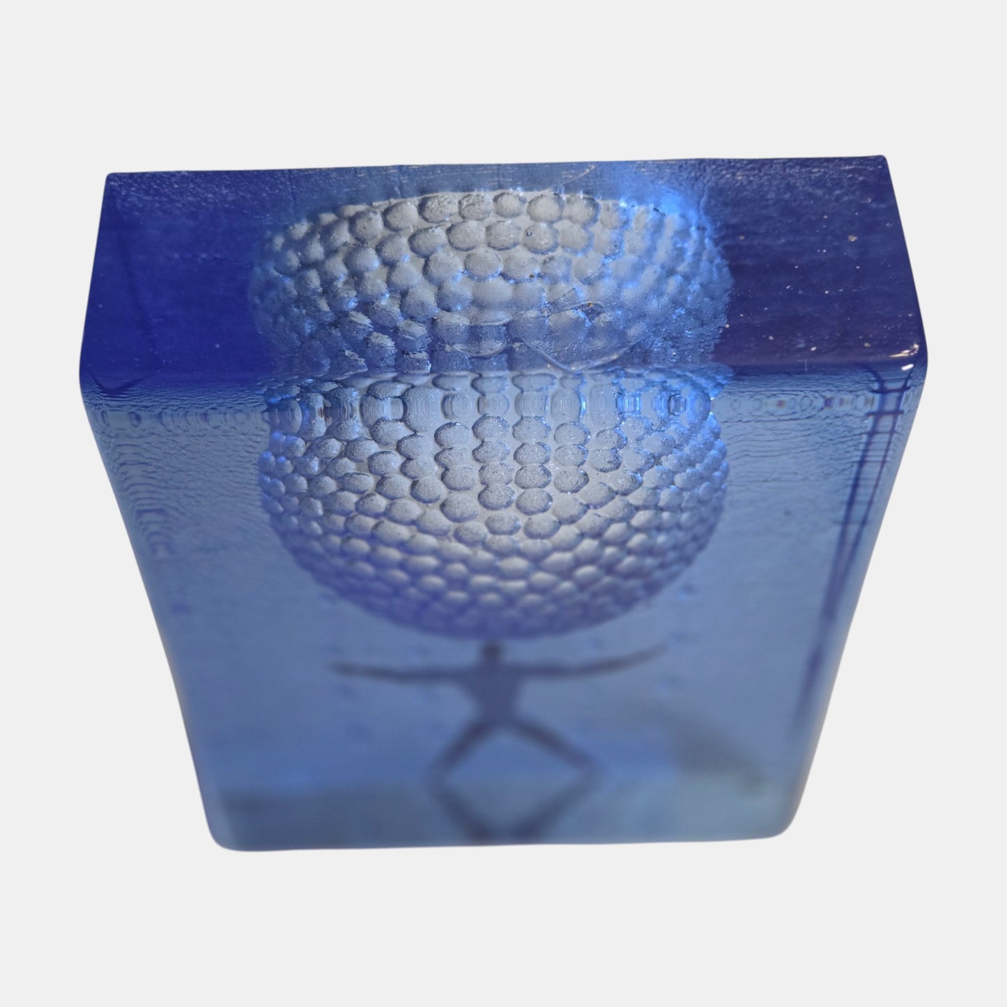 Kosta Boda Bertil Vallien Spirt Glass Block Sculpture - Blue