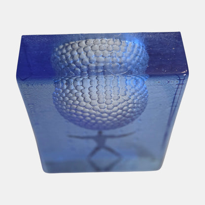 Kosta Boda Bertil Vallien Spirt Glass Block Sculpture - Blue