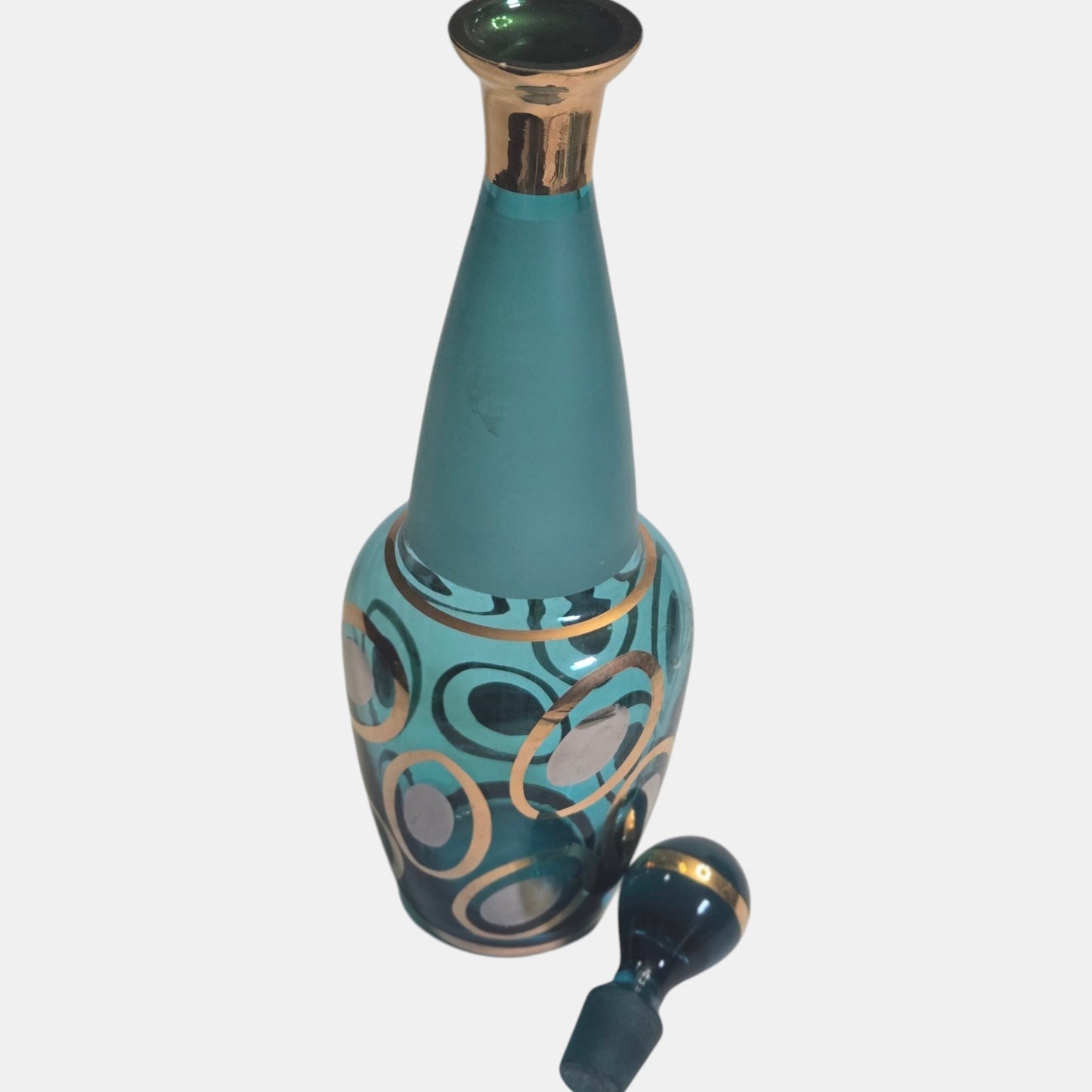 Bohemian Czech Vintage Blue and Gold Decanter Set - Blue/Gold
