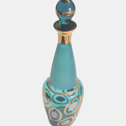 Bohemian Czech Vintage Blue and Gold Decanter Set - Blue/Gold