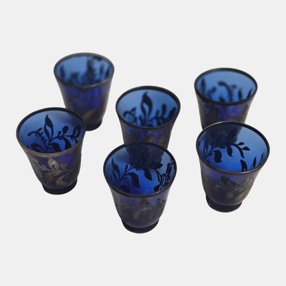 Murano Vintage Silver and Blue Decanter Set - Blue/Silver